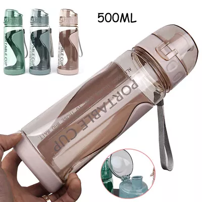 2x Sports Water Bottle Gym Travel 500ml Drinking Leakproof Bottle Straw BPA Free • £6.25