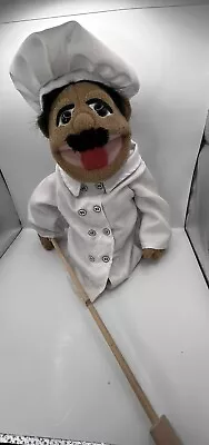 Chef Alfredo Al Dente Melissa & Doug 14” Hand Plush Puppet Cook With Wooden Rod • $24.99