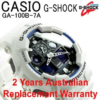 CASIO G-SHOCK MEN WATCH GA-100 WHITE X BLACK GA-100B-7A 2-YEARS WARRANTY • $144.90