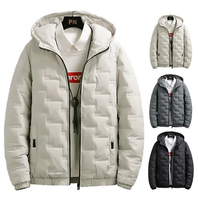 Men's Quilted Jacket Winter Warm Parka Cotton Padded Bubble Puffer Hooded Coat • $8.05