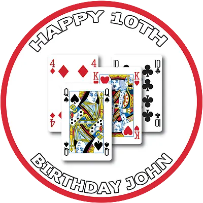 Playing Cards Edible Icing Cake Topper 7.5 Inches Set 4 • £4.99