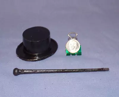 VTG Miniature Dollhouse Gentlemens Suit Top Hat Doll Cane 1:6 Black Clothing • $14.99