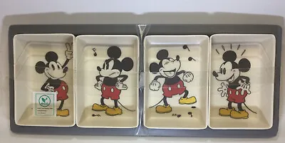 🥨 Disney Mickey Mouse Eco-Friendly Bamboo Serving Tray Four Dishes Snacks Nuts • $34.95