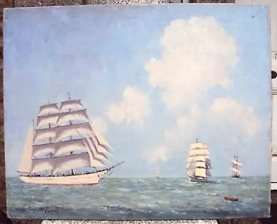 Hugh Boycott Brown Sailing Ships Square Riggers 24x30  Edward Seago Nor/Suffolk • £299