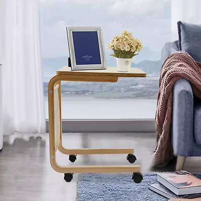 C-Shape Sofa Side Table Laptop Coffee End Table Rolling Table Desk Stand Cart US • $27.55