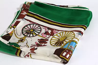 Vintage Green Multicolor Hand Rolled Pure Silk Scarf • $49.99