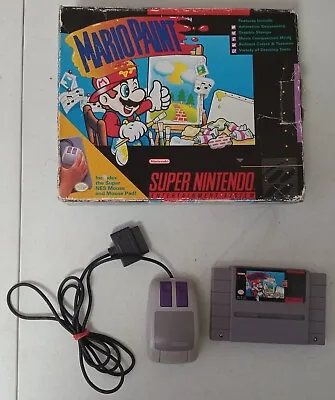 Mario Paint Super Nintendo SNES Boxed Game W/Mouse - TESTED AND WORKING • $49.99