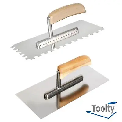 £10.99 • Buy Square Notched Trowels Tiling Toolty Stainless Steel Grout Float Spread Trowel