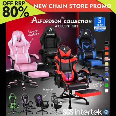 $139.79 • Buy ALFORDSON Gaming Chair Office Racing Executive Footrest Computer Seat PU Leather