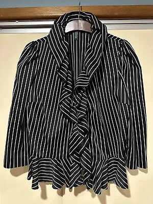 Ralph Lauren Jacket Size 16 Ruffle Accents Hook & Loop Closure.Black/white • $50