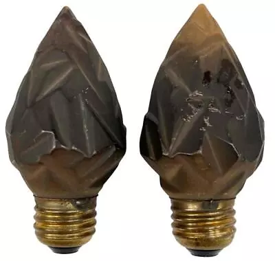 Pair GE Mazda 25W 115V Gold Flame Christmas Light Bulb GEOMETRIC RUBA ROMBIC • $95