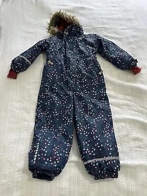 Lovely Minymo Girls Blue Red Floral Waterproof Warm Snowsuit Age 4 Years • £49.99