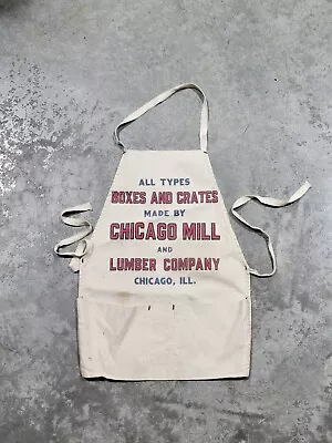 Vintage Chicago Mill & Lumber Co Canvas Nail Apron Boxes Crates Carpenters IL • $49.95