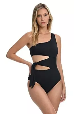 La Blanca Womens Island Goddess One Shoulder Mio One Piece Swimsuit Black 12 • $24.79