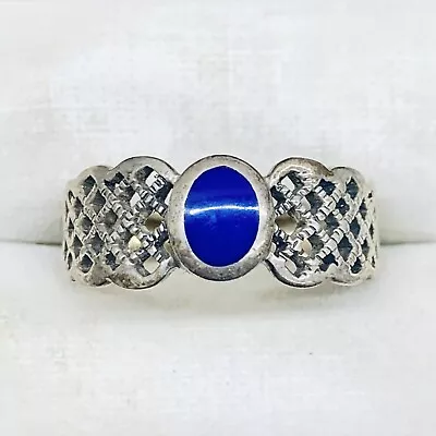 925 Sterling Silver Oval Lapis Lazuli Stone Engagement Wedding Band Ring Size 10 • $37.39