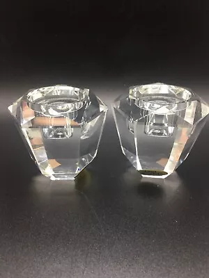 Set Of Two 2 1/2in. Tall Lead Crystal Candle Holders • $17