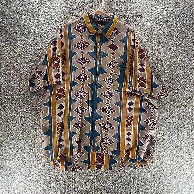 The Territory Ahead Shirt Adult 2XL XXL Aztec Short Sleeve Button Up Rayon Mens • $29