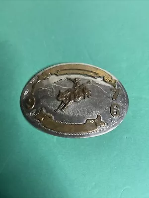 Vintage Bull Riding 1976 Belt Buckle - Wear & Tear - Inside Hook Broke Off • $45