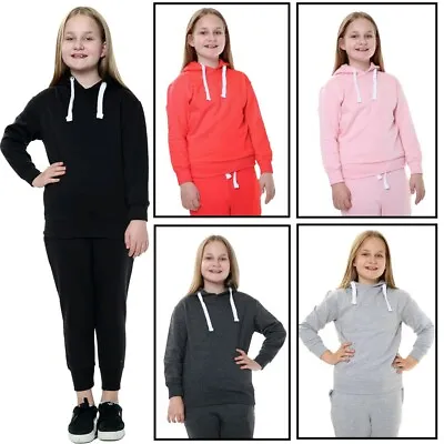 £5.39 • Buy Unisex Boys Girls Plain Hooded Sweatshirt Jumper Sweater Pullover Fleece Top 