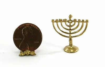 Dollhouse Miniature Gold Jewish Menorah • $4.99