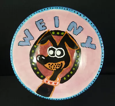 Dachshund Water Food Dish Ceramic Dog Bowl Hand Painted WEINY  • $19.99