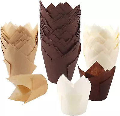 BAKHUK 200pcs Tulip Cupcake Baking Cups Muffin Baking Liners Holders Rustic Cu • $13.22