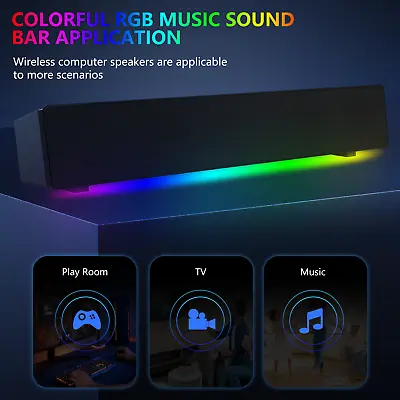 TV Home Theater Soundbar Bluetooth Wireless BT Sound Bar Speaker System Subwoofe • £19.58