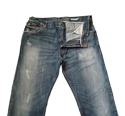Vtg Levis SilverTab Jeans 36x32 Mens Straight Buckle Back Flap Pocket Distressed • $44.95