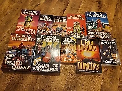 10-book Lot. L. Ron Hubbard Mission Earth Series + Battlefield Earth + Dianetics • $19.99