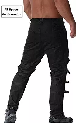 AKARMY Mens Fashion Hiphop Rock Punk Gothic Pants Techwear Sport Hiking Riding • $24.99