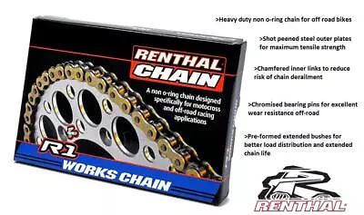 Suzuki RMZ250 L3-L9 13-19 Renthal 520-R1 Gold Non O-Ring Chain 520 X 114 Links • £81.45