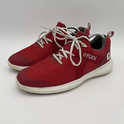 Footjoy FJ Flex Golf Shoes Spikeless Men's 9M Red Fabric Lace Up 56110 Good • $48.99