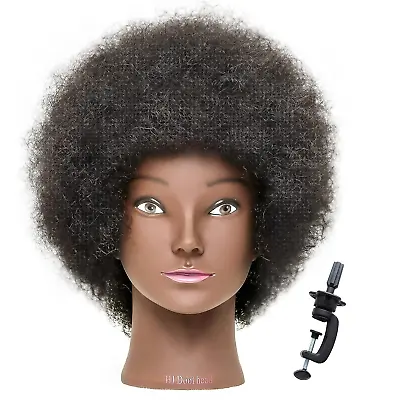 Afro Mannequin Head With Human Hair Kinky Curly African American 100% Black • $37.55