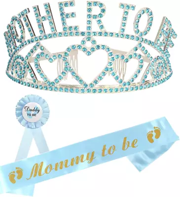 Baby Shower Decoration For Boy Mother To Be Tiara Mom To Be Sash Dad To Be Pi • $23.25