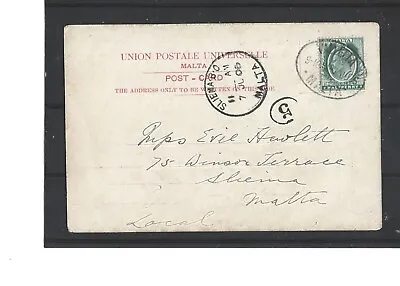 £8 • Buy Postcard : Malta, Used Internally Valetta To Sliema, Sliema BO Mark PHS 5, 1906