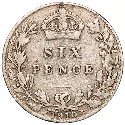 1910 Great Britain Edward VII Sixpence Coin • £7