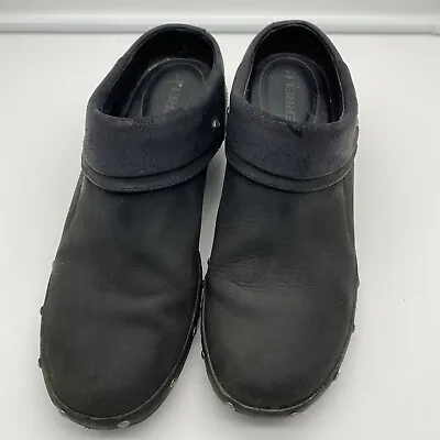 Merrell Luxe Wrap Black Leather Slip On Studded Mule Clogs Shoes Women Size 9.5 • $29