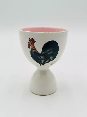 Vintage Rooster Egg Cup Porcelain Handpainted Pink Interior 3.75” Tall • $12.13