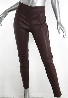 VINCE Womens Burgundy Red Suede And Leather Skinng Leg Leggings Pants L NEW • $120