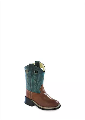 Old West Blue/Green Toddler Boys Square Toe Cowboy Western Boots • $32.99