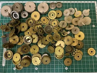 Huge Lot Of Large Watch Wheel Gear Axle Spring Parts Crafting Steampunk Vintage • $20