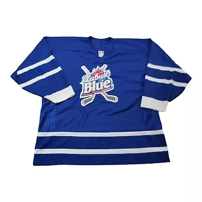 Labatt Blue Canada Beer Brewery Hockey Jersey Adult Size XL Distressed  • $37.95