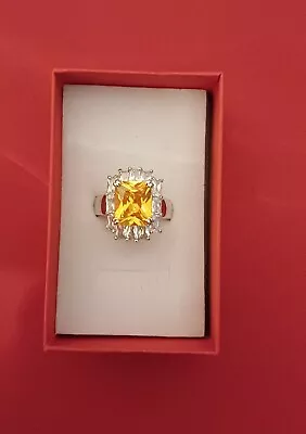 Cubic Zirconia Chunky Ladies Ring (silver/yellow) New Without Tag (size U) • £25