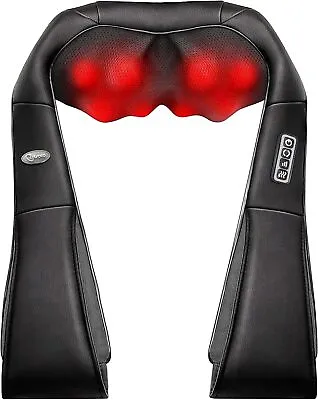 Shiatsu Back Neck And Shoulder Massager With Heat Deep Tissue 3D Kneading Pillow • $43.99