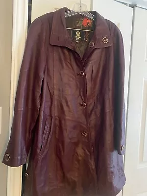 Butter Soft Women's Misuri Firenze Rita Sz 48 Maroon Lined Leather Jacket Italy • $100