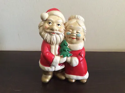 Vintage Santa And Mrs Claus With Tree Figurines Made Japan Christmas Display • $13.99