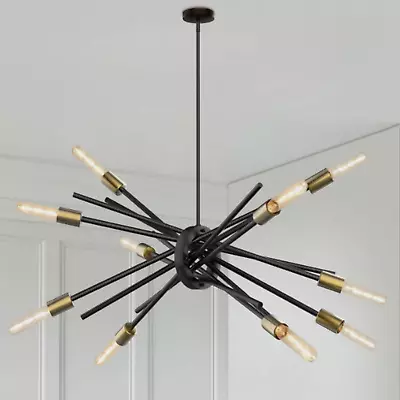 Modern Plug In Chandelier Mid-century Black And Brass 10-Light Sputnik Chandelie • $139.86