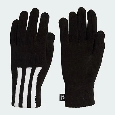 Adidas 3 Stripe Knitted Gloves Performance Conductive Tips Mens Womens • £19.95