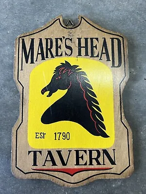 Vintage Mare’s Head Tavern Stallion Horse Bar Sign Wood Man Cave 8.75x5.75  • $12