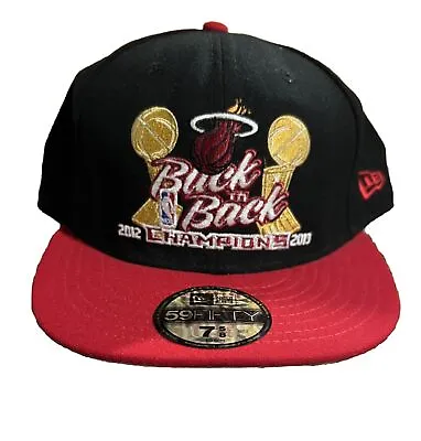 Miami Heat New Era 59FIFTY 2012&2013 Back To Back Champions Fitted Cap Hat 7 5/8 • $32.99